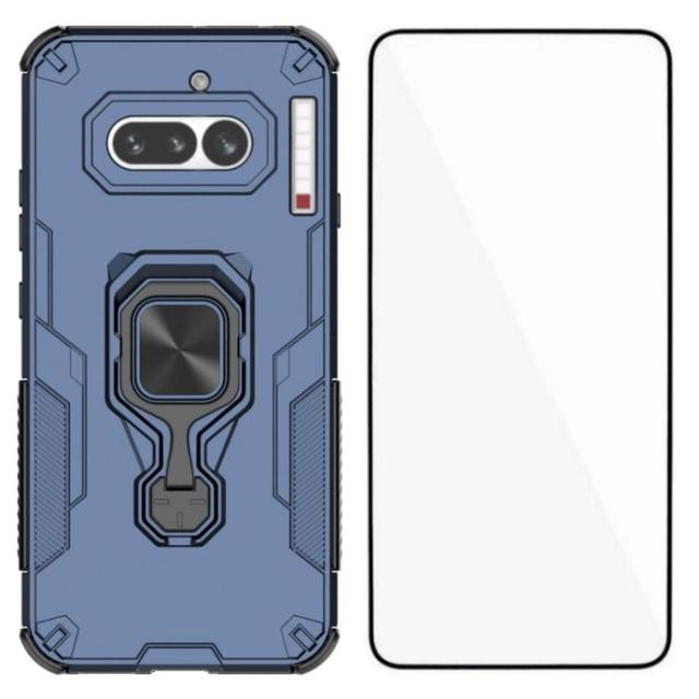 Protective Case for Nothing Phone 4a WANLONFENG Metal Kickstand Phone Case with Screen Protector