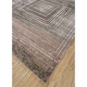 Uvenuti Geometric Pattern Beige & <b>Brown</b> Hand Knotted <b>Wool</b> & Bamboo Silk Rug for Home Use-LRB-1666 - Product Image 2