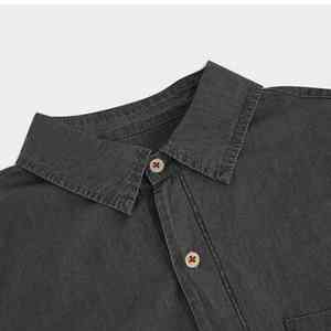 Camisas de mezclilla de manga larga para hombre, recién llegadas, ropa informal, cuello vuelto con bolsillo en el pecho, camisas de mezclilla para hombre - Product Image 4