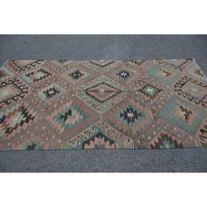 พรมสไตล์ตุรกีโบราณขนาด5.5 x 9.8ft สวยงามด้วยการออกแบบงานปะสีส้มวัสดุขนสัตว์เทคนิคการถักแบบแบนสำหรับวัยรุ่น - Product Image 3