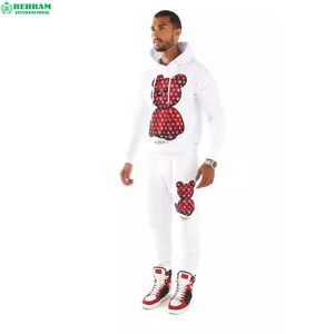 Sweat à capuche personnalisé Streetwear en coton épais écologique, ensemble de survêtement coupe droite avec pantalon évasé - Product Image 6