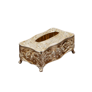 Boîte à mouchoirs en métal argenté de luxe, style vintage, design filigrané, porte-mouchoirs carré en métal, accessoires décoratifs pour la maison, en solde - Product Image 5