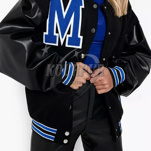 Última llegada de 2025, chaqueta universitaria de la mejor calidad para mujer, cuero genuino, bordado de chenile, relleno de algodón transpirable para adultos - Product Image 5