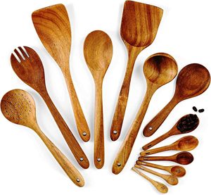 Pinzas para ensalada de madera para servir, juego de utensilios de cocina de madera de Acacia, juego de servidor de ensalada de madera de 2 KETCHENWAR ÚNICO HECHO A MANO - Product Image 2