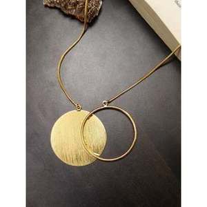 SOUMYA CREATIONS 18K Gold Plated Brass <b>Statement</b> <b>Necklace</b> Vintage Geometric Circular Pattern 24inches Extra Long <b>Necklace</b> - Product Image 3