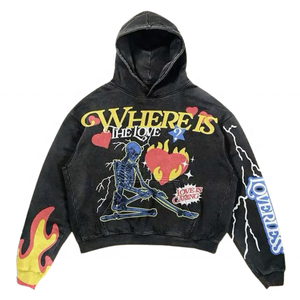 High Street Wholesale Men's Vintage Hoodie Alta calidad 100% Algodón Diseño lavado con ácido para el invierno - Product Image 5