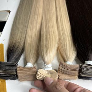 613 <b>Color</b> Bone Straight Tape in <b>Hair</b> <b>Extensions</b> Tangle-free Double Drawn Blond <b>Hair</b> Tape From Vietnamese Vendors - Product Image 1