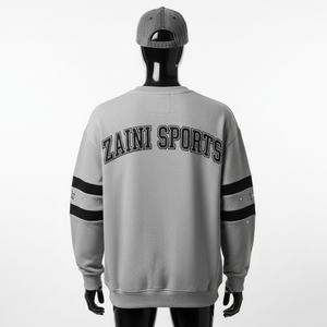 Premium Pullover <b>Sweatshirt</b> Soft Fleece <b>Grey</b> With Sports Embroidery and Custom Logo High Quality Fabric Basics <b>Sweatshirts</b> - Product Image 3