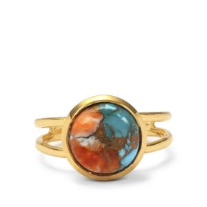Anillo de Turquesa Multicolor con Corte Ovalado, Chapado en Oro, Plata de Ley, Joyería Fina Estilo Boho - Product Image 2