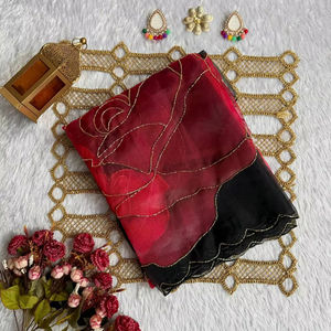 Belle collection de saris de créateur pour femmes avec impression numérique et bordure tissée à la main - Product Image 1