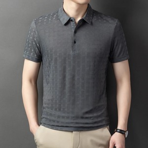 เสื้อโปโลเนื้อผ้าไอซ์ซิลค์สำหรับผู้ชาย, เสื้อคอปกธุรกิจลำลองเสื้อเชิ๊ตผ้าไอซ์ซิลค์ดีไซน์ใหม่2024ฤดูร้อน - Product Image 1