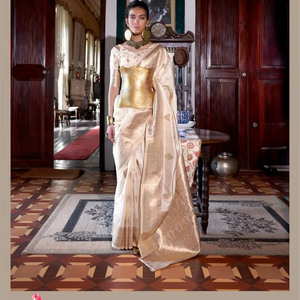 Nuevo Rajtex Karnival Gold Handloom Weaving Design Festival Sari especial - Product Image 1