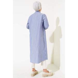 Camisa Casual Larga Rayas Índigo - Product Image 1