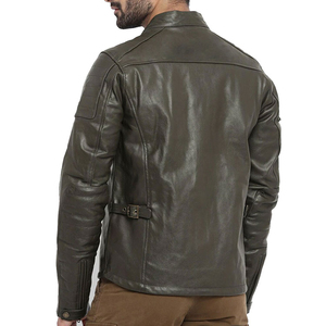 Veste en cuir grande taille en gros Veste en cuir à usage extérieur Veste en cuir à col montant pour hommes - Product Image 3