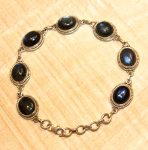 Pulsera de estilo bohemio de Plata de Ley 925 hecha a mano con piedras preciosas naturales labradorita piedra de cristal curativa regalo para fanáticos - Product Image 6