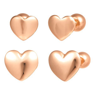 Orecchini Piercing da donna in oro 14k Fine alla moda con cuore rotondo 2 taglie Piercing gioielli di base ogni giorno all'ingrosso da K-Jewelry - Product Image 2
