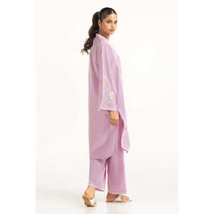 Ensemble coordonné bohème violet clair en tissu poly slub brodé pour femme, tenue 2 pièces printemps/été, tailles XS XXS XL - Product Image 4