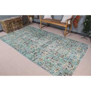 Grand tapis turc vintage 5,2x9,4 pieds, tapis persan en laine bleu et marron - Product Image 1