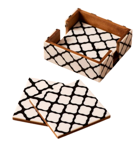 Ensemble de sous-verres traditionnels en résine de Pvt Ltd avec support, tapis traditionnels et coussinets - Product Image 1