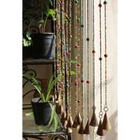 Guirlande de porte bohème de luxe perlée avec clochettes, décoration artistique de luxe pour salon, accent suspendu traditionnel pour la maison, cadeau