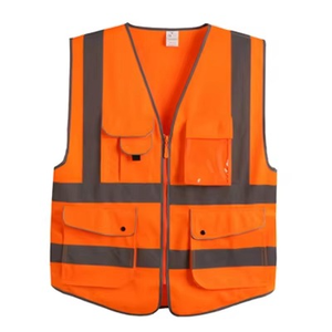 Gilet de travail orange avec poches et fermeture éclair Construction Trafiic Riding Construction gilet orange néon - Product Image 6
