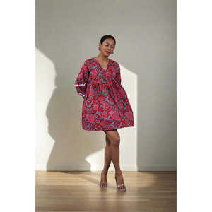 Robe de soirée Bella Rose, manches retroussées, col halter, empire, unie, en spandex, fermeture éclair, taille XL, pour les vacances de jour, longueur genoux, pour le printemps et l'automne - Product Image 3