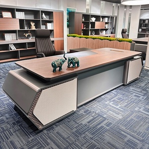 Bureau de direction moderne de luxe en forme de L, table de bureau pour manager, mobilier de bureau écologique en bois, grand bureau informatique avec cabine - Product Image 4