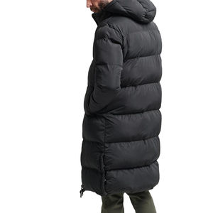 2024 Winter Fashion Stylish Long Puffer <b>Coat</b> for <b>Men</b> <b>with</b> Front Custom Logo Design Stand Collar <b>Hood</b> and Canvas Fabric - Product Image 2