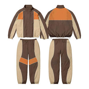 Ensemble de survêtements vintage en nylon à fermeture éclair pour hommes, coupe-vent à rayures réfléchissantes, coupe-vent thermique pour l'hiver, grande taille - Product Image 1