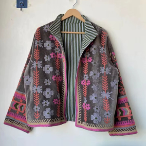 Floral terciopelo algodón Suzani bordado Boho chaqueta de invierno nuevo diseñador abrigo Navidad regalo festivo Casual prendas de vestir capas - Product Image 1