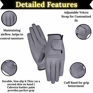 Gants de golf Cabretta à haute adhérence avec impression de logo de broderie d'étiquette personnalisée et image de marque pour les joueurs et les détaillants - Product Image 4
