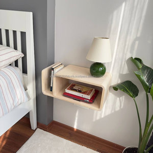 Indian Handmade Eco-Friendly French Modern <b>Floating</b> Nightstand 3 <b>Drawers</b> Wall-Mounted Wood Apartment Bedroom Living Room Home - Product Image 4