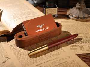 Porte-cartes de visite en bois artisanal, durable, minimaliste et vintage |   Organisateur de cartes de visite en bois naturel fin - Product Image 6