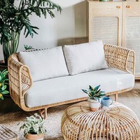 Ensemble de canapés modernes luxueux en rotin pour l'intérieur et l'extérieur Meubles de patio de jardin en osier pour le salon et l'espace extérieur