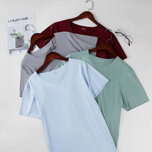 T-shirt d'été à manches courtes pour hommes Cool Quick Dry Breathable Ice Silk Seamless Tops Casual Solid Color Elastic Tee Shirts - Product Image 2