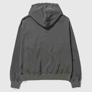 เสื้อมีฮู้ดสวมหัวสำหรับผู้ชายเสื้อฮู้ดผ้าซักกรดมีสีตัดกันปักลายบ็อกซี่สไตล์บ็อกซี่ - Product Image 3