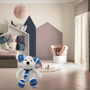 28cm morbido bianco/blu cane peluche con sciarpa a righe per bambini coccole e giochi regalo per bambini - Product Image 3