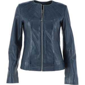 Chaquetas de cuero personalizadas de tendencia superior para mujer, diseño de cuello vuelto sólido, mangas completas, forro de satén transpirable - Product Image 1