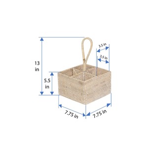 Cesta de Ratán Natural Artex Green Earth, 4 Compartimentos, Hecha a Mano, Ecológica, Moderna, Rectangular, Multiusos, Hecha en Hanói, Vietnam - Product Image 2