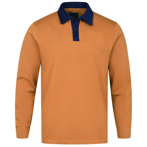 Nouveau Style Logo personnalisé hommes polos solide 100% coton à manches longues Rugby Polo tissu tricoté décontracté Rugby Polo - Product Image 1