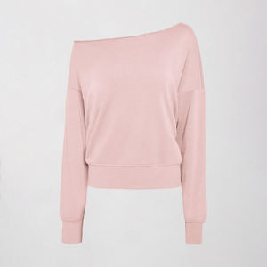 2024 sudadera con hombros descubiertos y logotipo personalizado para mujer con manga larga y cuello ancho al por mayor sudadera informal de invierno con hombros descubiertos - Product Image 6