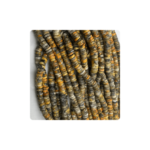 Cuentas Facetadas de Jaspe Abejorro en Forma de Neumático Heishi, Hilo de 17 Pulgadas, Cuentas Facetadas de Jaspe Abejorro Heishi en Forma de Neumático de 6-7 mm - Product Image 1