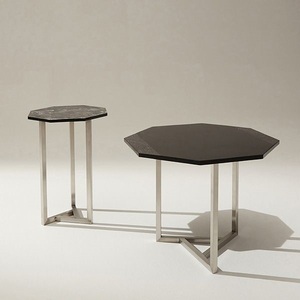 Muebles estilo sala de estar redonda moderna Patas de metal plateado Mesa auxiliar de metal moderno - Product Image 5