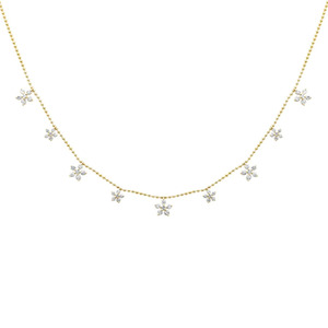 Collier pendentif fleur plaqué or 14 carats pour femme avec strass en cristal et chaîne serpent, bijou minimaliste pour le quotidien - Product Image 1