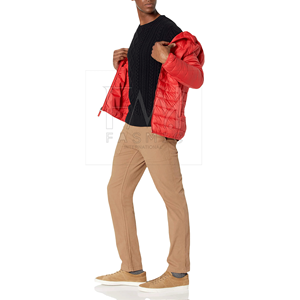 Veste à capuche coupe-vent de haute qualité avec fermeture éclair conception personnalisée veste de poche d'hiver en tissu de toile de style bouffant - Product Image 2