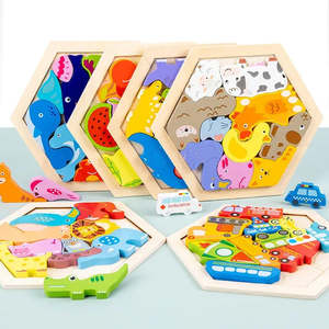Jeu de puzzle éducatif en bois pour garçons et filles, jouet pour améliorer les capacités cognitives, avec des pièces en plastique - Product Image 3