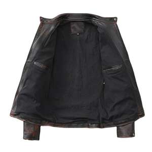 Otoño Invierno hombres Casual cremallera chaqueta de cuero hombres ropa delgada manga larga cuero moda chaqueta motocicleta chaqueta para hombres - Product Image 4