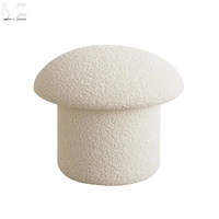 Mobilier de salon de luxe moderne, tissu à Boucle blanche, repose-pieds rembourré, pouf nordique rond en forme de champignon