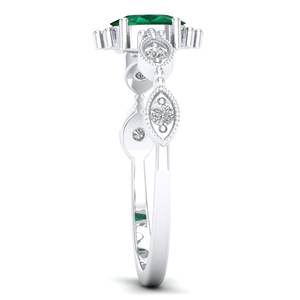 Bague de fiançailles REYES en argent sterling 925 avec pierre précieuse émeraude ovale de 0,5 carat, design luxueux, pour femmes - Product Image 3