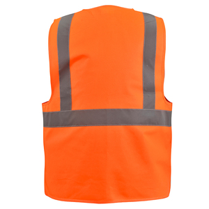 เสื้อกั๊กนิรภัย Hi VIS มีกระเป๋ามีซิปสะท้อนแสง, เสื้อกั๊กนิรภัยที่มีแถบสะท้อนแสงมองเห็นได้ชัดเจนใส่ทำงานมีซิป - Product Image 2